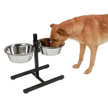 KERBL Futterschale mit Napf für Hunde - 2x1800ml