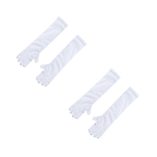 2Paires Blancs Longs Satin Pour Cérémonie 1