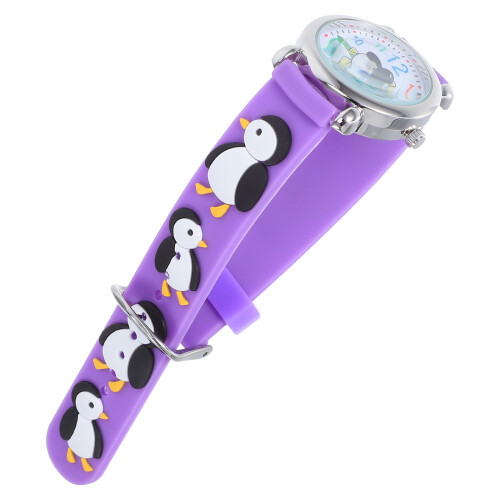 4Stk Analog-Digital Kinderuhr Cartoon Pinguin 2