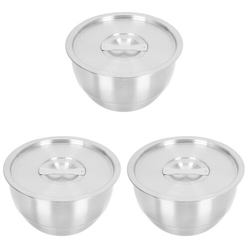 3Pièces Bols Steamed Egg Acier Bol Soupe Couvercle 1