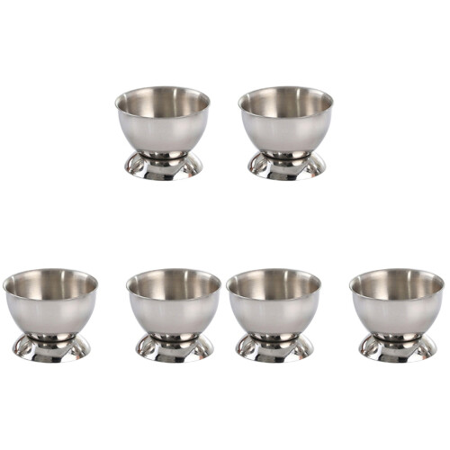 6Pièces Support Œuf Boiled En Acier Argenté Moderne 2