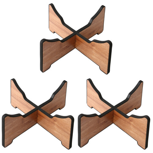 3Pièces Rack Pliable Stable Pour Tongue Drum En Bois Clair 1