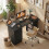 Homcom HOMCOM 120cm PC Table Workstation Computer Desk w/ Drawers, 3 Shelves Black 7
