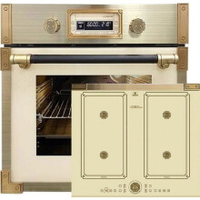 Set da incasso Kaiser Four EH 6427 ElfAD+KCT 6745 ElfAD, Pyrolyse retro quattro encastrabile 73L + piano cottura a induzione, 60 cm
