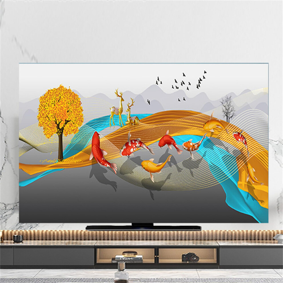 Tv Dust Cover Universal Screen Protector For 4952 Inch Flat Or Curved Tv Breathable Fish Pattern 9199774247115