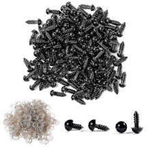 (As show, 8mm) 100pcs Safety Eyes 6/8mm Plastic Black Craft Eyes Teddy Bear Eyes With Washers
