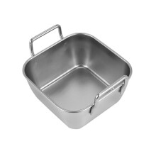 Stainless Steel Food Storage Tray Double Ears Fried Chicken Square Plate Snack Fruit Plate Food Display Kitchen Tools, A