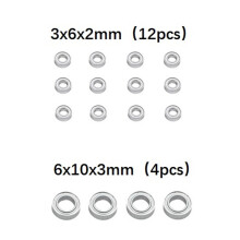 16PCS Steel Bearing 3X6X2mm 6X10X3mm for WPL C14 C24 B36 MN D90 MN-90 MN99S RC Car Spare Parts Upgrade Accessories