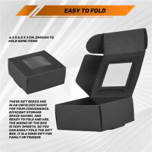 50 Pieces Paper Box with Window Present Packaging Box Treat Box for Homemade Soap Treat Bakery Candy (Black)