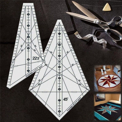 Acrylic Sewing Patchwork Ruler Squedge 22.5/45 Sewing Template Ruler Patchwork Quilting Ruler DIY Sewing Stencil Tool 2