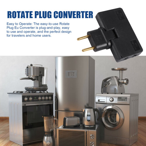 Rotate EU Plug Converter 3 in 1 Rotatable Outlet Extender 180 Degree Extension Plug Multi Plug  Outlet Adapter,Black 1