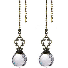 Set of 2 Vintage-Style Clear Fan Pull Ceiling Fan Chain Pulls Crystal Prism
