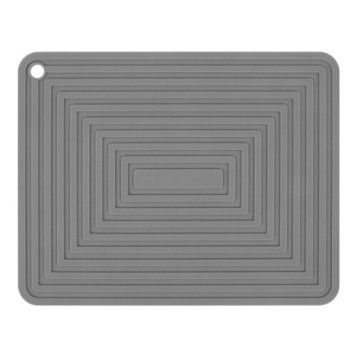Large Silicone Pot Holder Square Thick Heat Insulation Pad Non-Slip Corrugated Kitchen Table Mat(Gray)