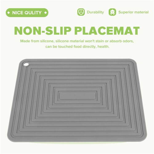 Large Silicone Pot Holder Square Thick Heat Insulation Pad Non-Slip Corrugated Kitchen Table Mat(Gray) 1