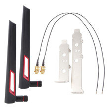 2X8Dbi Dual Band M.2 IPEX MHF4 U.Fl Cabo para RP-SMA Pigtail Conjunto de Antena WiFi para Placa  AX210 AX200 9260 9560 NGFF