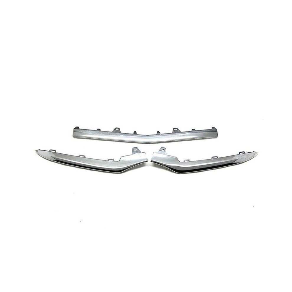 3Pcs Chrome Front Bumper Moulding Lip Trim Strip For E Class W212 14-16 A2128852774 A2128852874 A2128852674, B 4713405004844