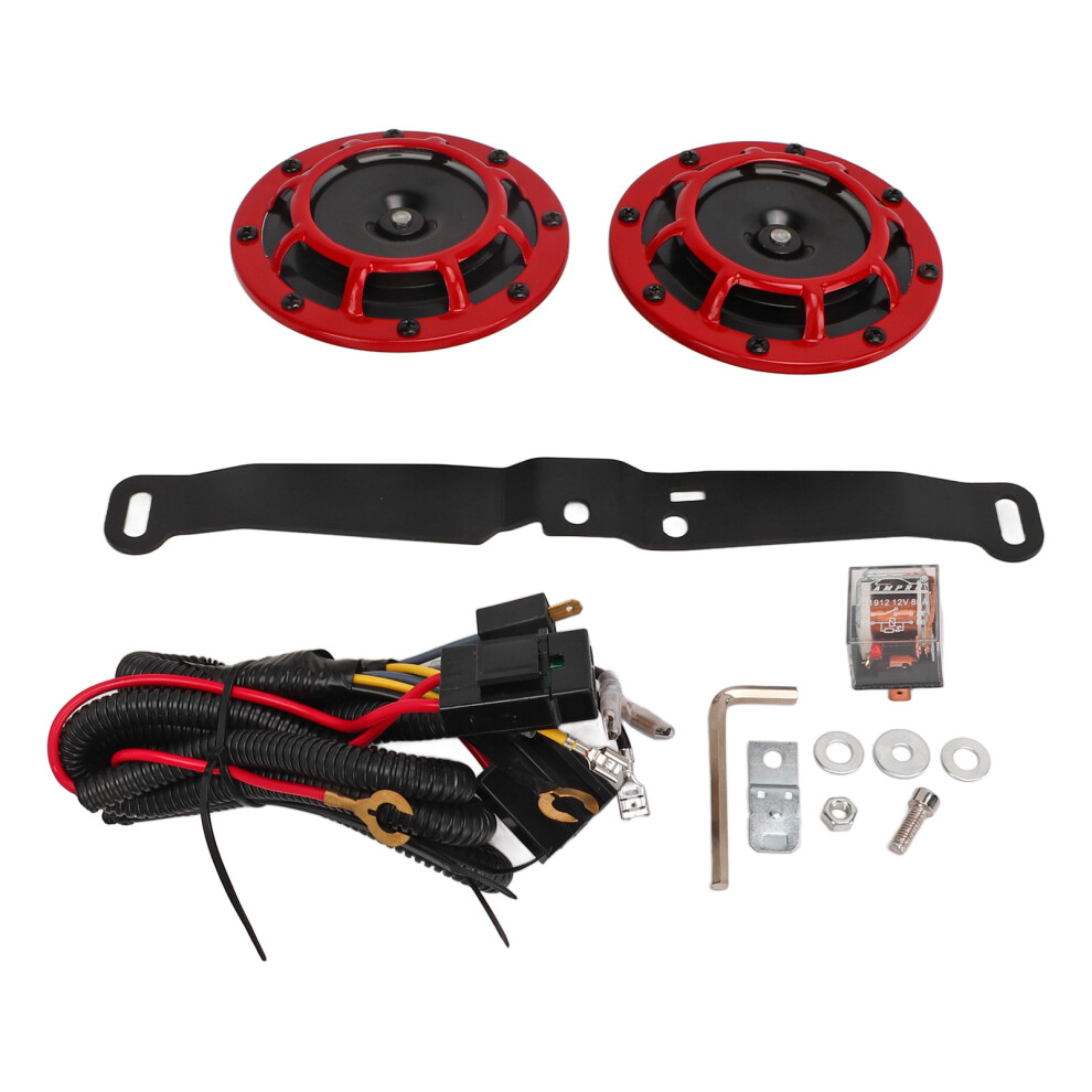 Universal Vehicle Horn12v Power Source Metal Twin Horn Kit Loud Sound Output Dual Supertone Horns With Durable Coated Metal Body And Black/Red 9551475328867