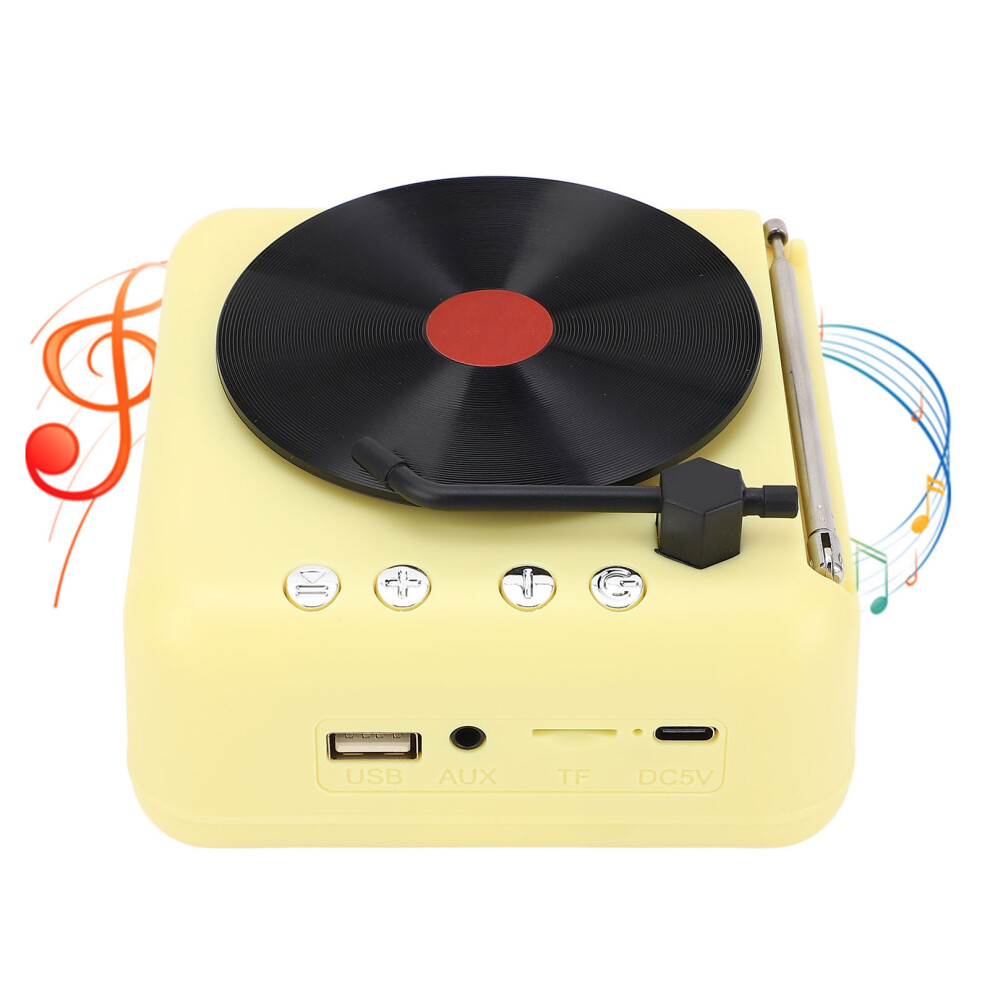 Retro Record Style Bluetooth Speaker, Hifi Sound, 1200Mah Yellow 8761384412644