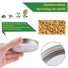 Set med 2 Stycken Lock för Groddburk i Rostfritt StåL för Superb Ventilation Passar för Murare med Bred Mun Konserveringsburkar för Att GöRa