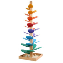 Rainbow Musical Tree Toy Wooden Petals Assembly and Marble Run Balls Tracking Toy Kids Educational Music Tree Toys