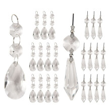 24 Pcs Chandelier Crystal Prisms Pendants Set 38 mm Clear Teardrop Icicle Chandelier Crystals Parts Replacement Crystals