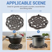 Dessous de Plat Rond en Fonte Dessous de Plat à Isolation Thermique en Fer Maniques AntidéRapantes Motif Vintage pour DéCor de Table à Manger