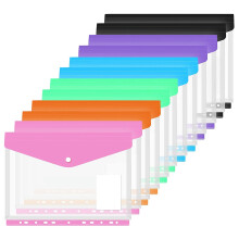 12 Packs Binder Zak 11 Gaten Uitbreidbare Binder Mappen voor 2/3/4 Ringband Plastic Envelop Bestand Document Pouch