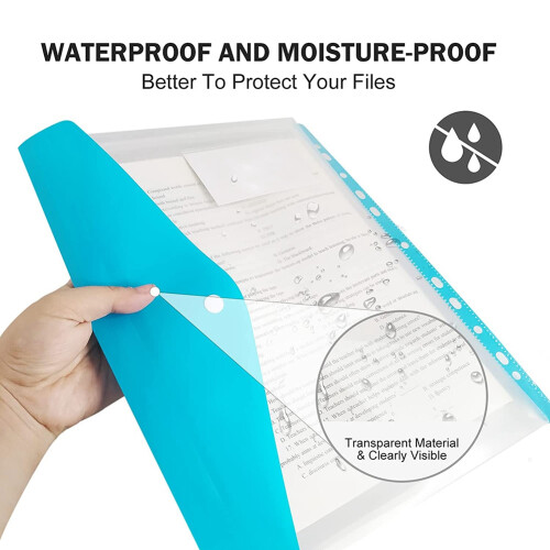 12 Packs Binder Pocket 11 Holes Expandable Binder Folders for 2/3/4  Binder Plastic Envelope File Document Pouch 1
