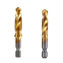 M8 M10 Hex Shank Titanium Plated HSS Schroefdraad Metrische Tapboren Schroefmachine Samengestelde Tap Open Afschuining Tool