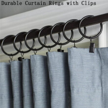 16 Pack Curtain Rings with Clips,Window Clip Rings Black Curtain Hooks Hangers Clip Rings for Hanging,1.26 Inch Diameter