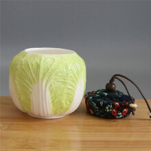 Pot à Thé en Céramique, Boîte de Rangement, Chou Chinois avec Couvercle, Organisateur, Pot de Rangement, Boîte à Thé pour Thé, Sucre, Café