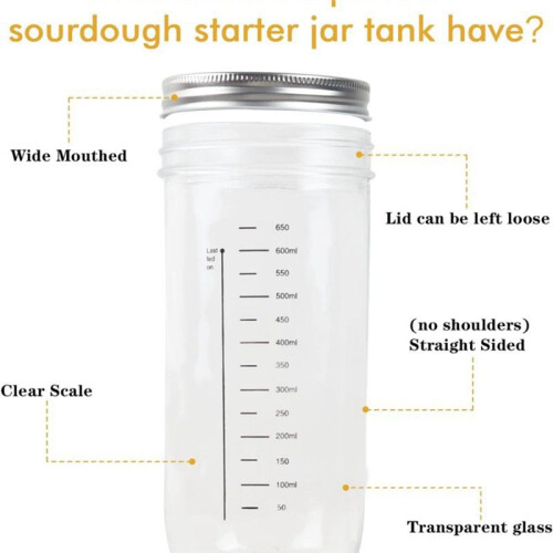 Bread Fermentation Glass Jar,Have Breathable Cloth Cover,Thermometer,Reusable Sour Dough Jar,Bread Baking,Large 2
