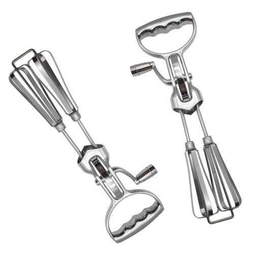 Hand Crank Egg Beaters,Handheld Double  Stainless Steel Rotary Hand Whip Whisk 2