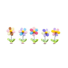 5Pcs Car Dashboard Rainbow Flower Ornaments Shaking Dancing Flower Cartoon Ornament Car Interior Cute Flower