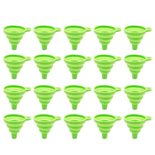 Multifunctional Portable  Funnel, Retractable Silicone Folding Funnel for Kitchen,Kitchen Tools,Green