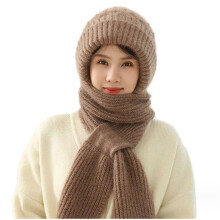 Mujer PasamontañAs AcríLico Forrado de Felpa Capucha Bufanda Sombrero Protector de OíDos Integrado una Prueba de Viento Gorra de Invierno de Moda-D