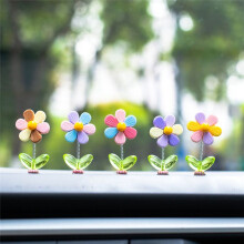5 Stuks Auto Dashboard Regenboog Bloem Ornamenten Hoofd Schudden Dansen Bloem Cartoon Ornament Auto-Interieur Leuke Bloem
