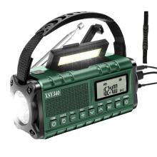 Noodweerradio, AM/FM/NOAA Handslinger op Zonne- 10000mAh Telefoonoplader Radio, LCD-Display Wekker