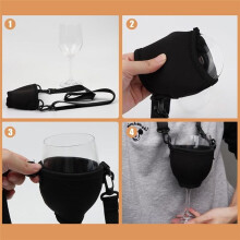 4PCS Portable Wine Glass Holder Strap Wine Sling Yoke Glass Holder Support Neck Strap for Birthday Cocktail Tools A