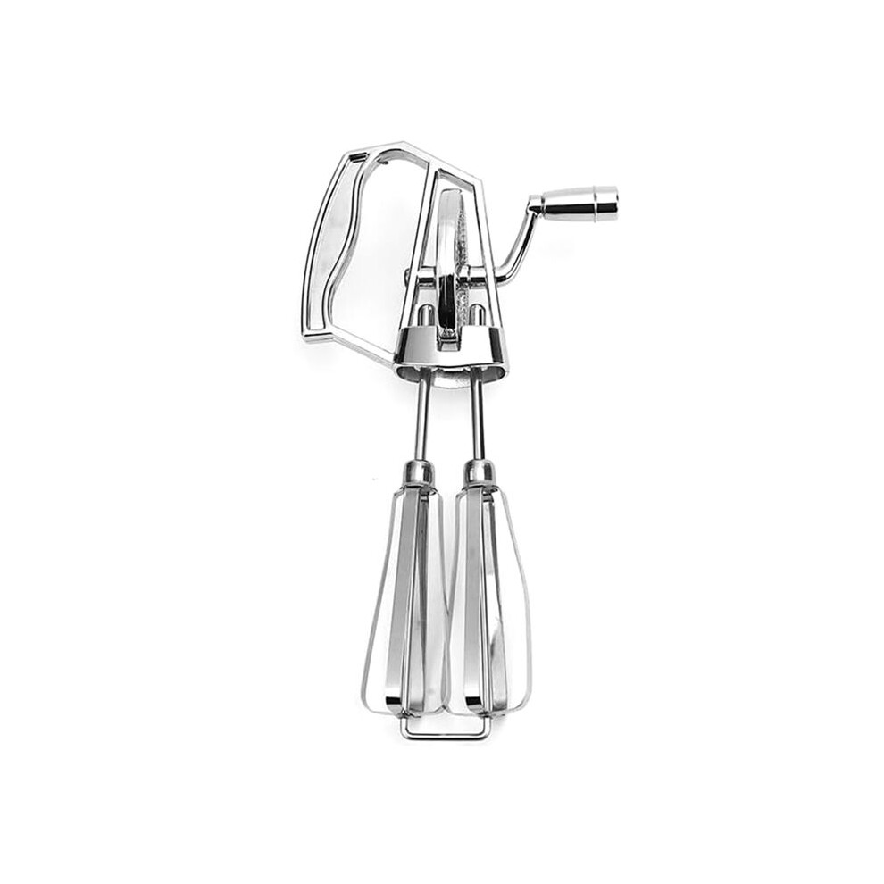 Semoic Manual Egg Beater Hand Crank - Stainless Steel Whisk, Ergonomic Abs Handle, Compact Design For Easy Mixing Silver