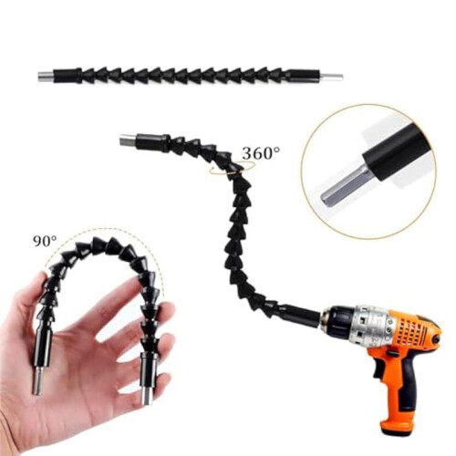 17pcs Flexible Drill Bit Extension,3pcs Rotatable Socket Adapter,3pcs Right Angle Drill Attachment,10 Screwdriver Bits 1