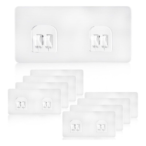 9Pack Shower Caddy Adhesive Hooks Replacement, Strong Adhesive Sticker Hooks,Shower Caddy Basket Bathroom Shelf 6x14cm