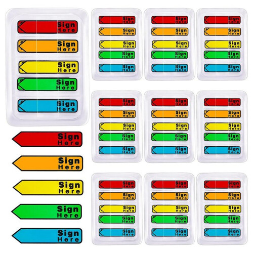 1000 Pieces Sign Here Date Tabs Sign Here Date Stickers Flags Please Message Flags for Office Notebook Annotating Books