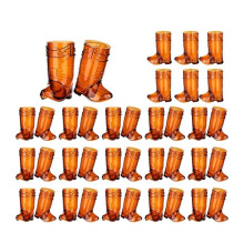 36 Pièces 1 OZ Lunettes de Cowboy Transparentes Verres à Shot de Botte de Cowboy Verres de Cowboy Western en Plastique Marron
