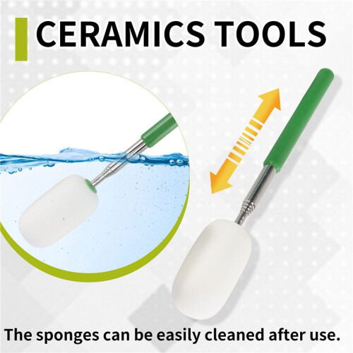 2Pieces Telescoping Sponge  Stick Pottery Sculpture Sponge Holder Ceramic Throwing Stick Pottery Trimming Tools 2