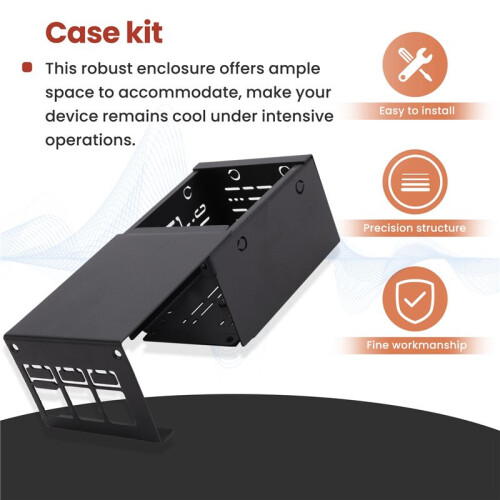 For Raspberry Pi 5 Industrial Grade Large Space Metal Case for Active Cooler PCle/PoE HAT 2