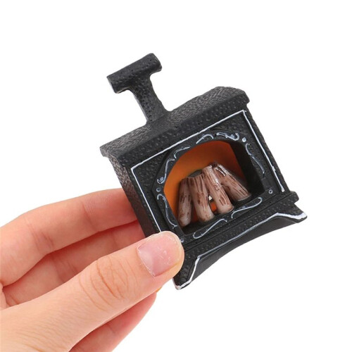 2PCS Dollhouse Miniature Simulation  Illuminated Fireplace Model DIY Accessories 2