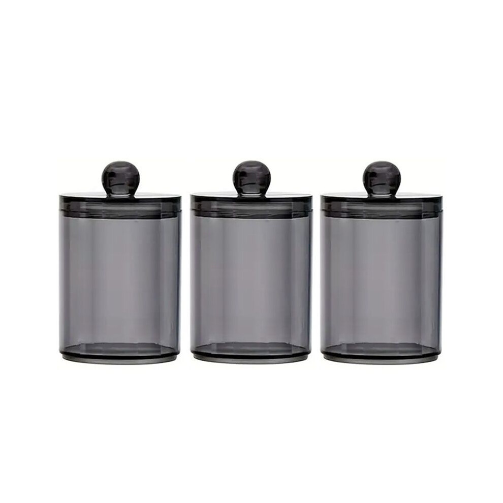 3 Pack Qtip Dispenser Jars Bathroom Jar Plastic Holder Storage Box For Cotton Swab Cotton Black Brecantia