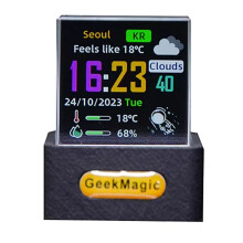 GeekMagic Crystal  Fotodisplay Holografisch Desktop Slim Weerstation Digitale Klok met GIF-Animatiealbum