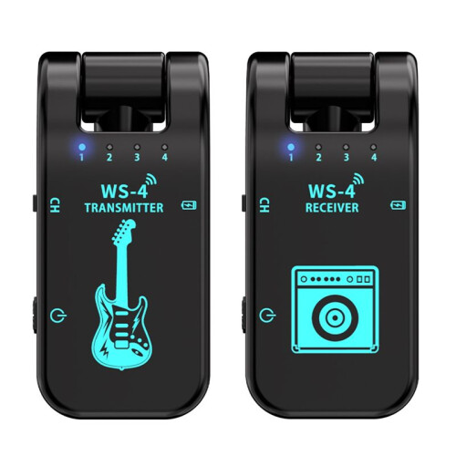 2.4G WS-4 Trådlöst Gitarrsystem Gitarrsändarmottagare för Elgitarrbas 48K/16bit Realtidsöverföring